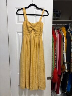 Hatch Yellow Smocked Midi Sundress